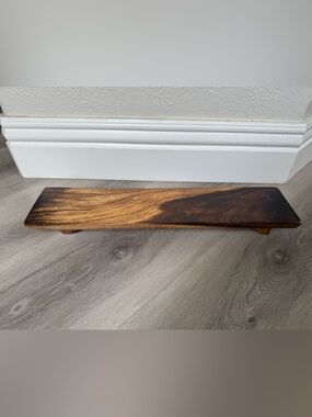 Footed Wooden serving /decor gray  - Two-Tone Brown Finish